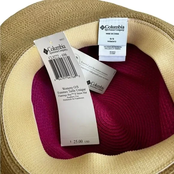 Columbia Flamingo Bay Straw hat in raspberry fizz NWT - Picture 7 of 8